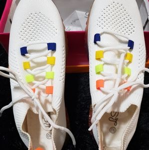 White Rainbow Multi Color Tennis Shoe Size 10 Size 9